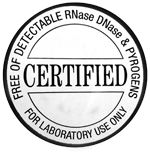 Certified RNase, DNase and pyrogens free